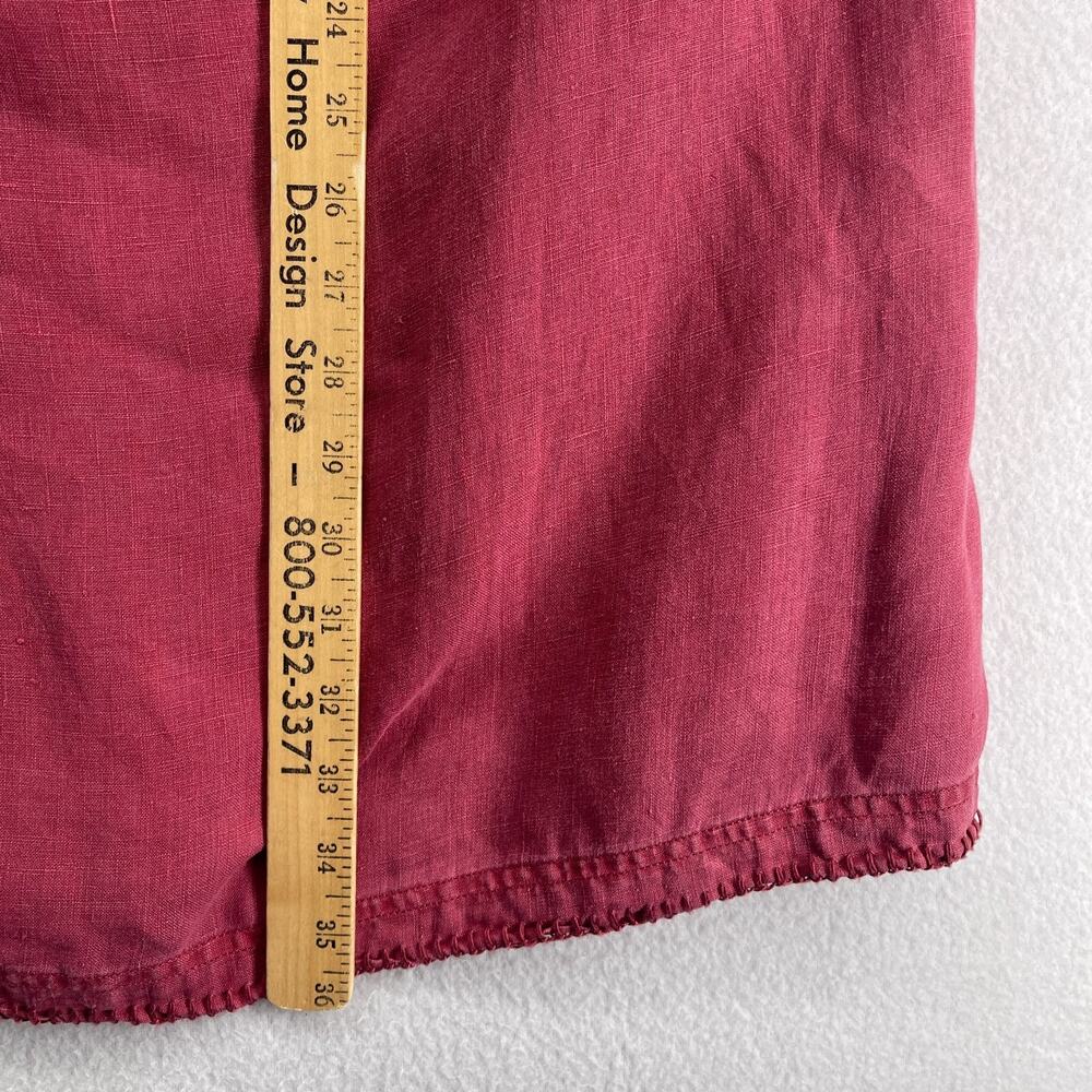 ARTISAN NY Dress M Linen Cross Stitch Embroidered Smocked Shift Tank Pink Red - Picture 10 of 11